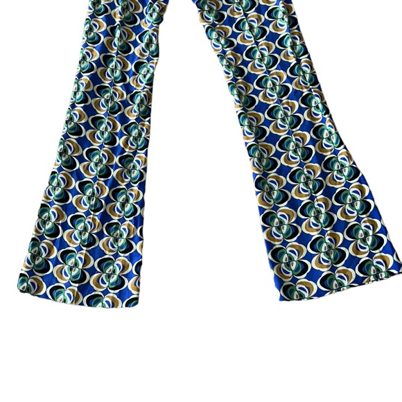 Zara Green & Blue Geometric Printed Flare High Waist Trousers - M - Picture 8 of 13